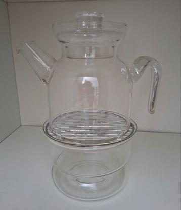 Glazen theepot met warmhouder - Zo goed als nieuw! beschikbaar voor biedingen
