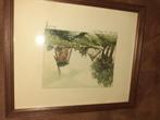 Vintage aquarel / Ets van Ernest Linck, Antiek en Kunst, Ophalen of Verzenden