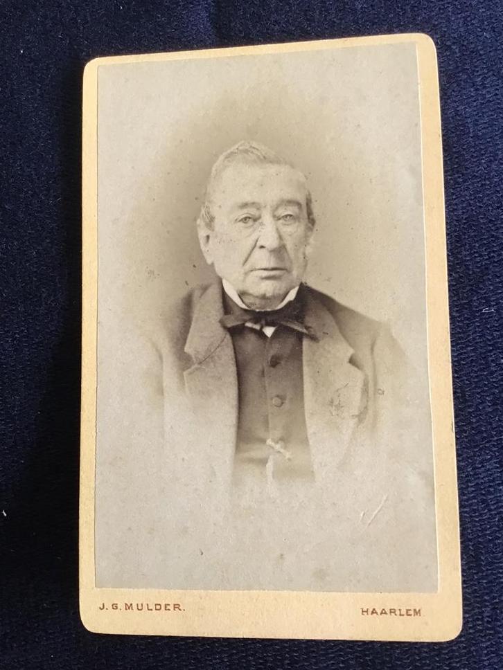 CDV, Man, J.G. Mulder, Haarlem, Carte de Visite, Verzamelen, Foto's en Prenten, Gebruikt, Foto, Voor 1940, Ophalen of Verzenden