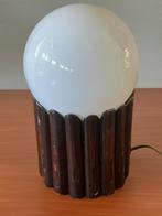 Vintage tafel lamp 1960/70 bamboe met glas, Huis en Inrichting, Lampen | Tafellampen, Glas, Ophalen of Verzenden, Zo goed als nieuw