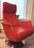 Lederen Relaxstoel in Ferrarirood Electrisch vv Accu, Huis en Inrichting, Fauteuils, Ophalen, Minder dan 75 cm, Leer, Zo goed als nieuw