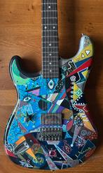 Linkshandige beschilderde Strat. Een humbucker ., Ophalen of Verzenden, Gebruikt