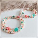 Nieuw! Gave wikkels van mixed kraaltjes coral turquoise ecru, Ophalen of Verzenden, Nieuw, Goud