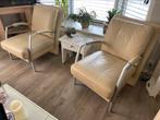Twee sruks leren stoeltjes kleur cream, Huis en Inrichting, Stoelen, Gebruikt, Twee, Overige kleuren, Leer