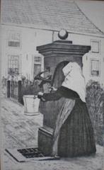LITHO * VROUW AAN DE POMP * P. Vetter 1940 *, Antiek en Kunst, Verzenden