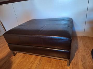 Ikea echt lederen hocker poef salontafel donkerbruin 90x100 beschikbaar voor biedingen
