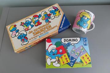 Domino, puzzel en beker en 3 stripboeken beschikbaar voor biedingen