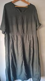 Oska linnen jurk groen-grijs maat 3, Kleding | Dames, Grote Maten, Ophalen of Verzenden, Zo goed als nieuw, Grijs, Jurk