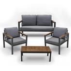 Tuinset - 4 Delig - Stoelen - Bank - Tafel - Bank - Grijs/Br, Ophalen, 4 zitplaatsen, Nieuw, Bank