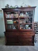 Teak buffetkast met glazen schuifdeuren, Huis en Inrichting, Ophalen, Gebruikt, 200 cm of meer, 150 tot 200 cm