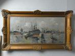 Hermanus Berserik olieverf op doek Haven met boten, Ophalen of Verzenden