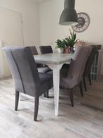 landelijke eettafel met 6 stoelen., Huis en Inrichting, Ophalen, Gebruikt, 50 tot 100 cm, Vijf personen of meer