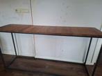 Lange sidetable bijzettafel hout met ijzeren frame 161x80, Huis en Inrichting, Tafels | Sidetables, Ophalen, Gebruikt, 150 tot 200 cm