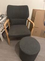 Grijze Fauteuil met Poef (stoel), Ophalen of Verzenden, Zo goed als nieuw, Hout, Eén