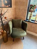 Groene Velvet Fauteuil (Karwei/ Woood), Huis en Inrichting, Fauteuils, Minder dan 75 cm, Ophalen of Verzenden, Zo goed als nieuw