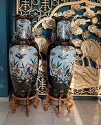 Set Chinese vazen 70cm zwart/wit Chinees porselein., Ophalen