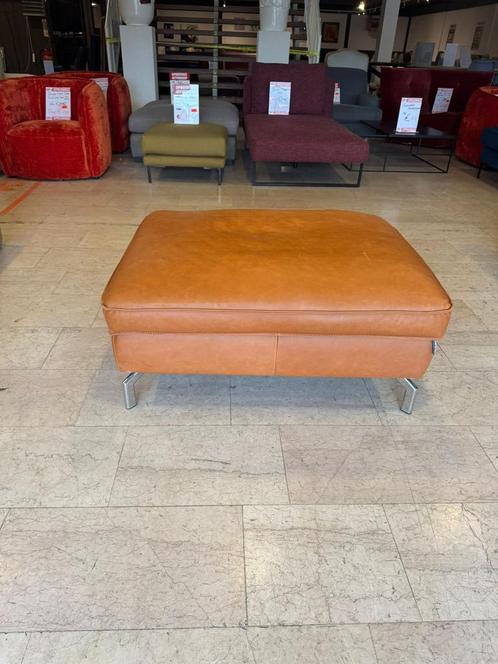 Hocker Poef Dikleder Silva Cognac voetenbank leer, Huis en Inrichting, Banken | Voetenbanken en Poefen, Nieuw, 75 tot 100 cm, 75 tot 100 cm