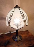 Staande Lamp, klassiek model van koper met glazen panelen, Ophalen, Gebruikt, 50 tot 75 cm, Klassiek