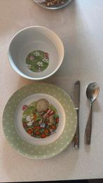 baby set of plate bowl spoon and knife , not plastic, Ophalen, Zo goed als nieuw, Overige typen