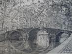 ets brug Leidse gracht Amsterdam, Frans IJserinkhuijsen 1950, Antiek en Kunst, Kunst | Etsen en Gravures, Verzenden