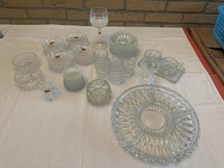 Kristal schoteltjes schaaltjes bakjes glazen kaars standaard, Antiek en Kunst, Antiek | Glas en Kristal, Ophalen of Verzenden