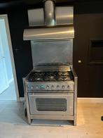 RVS Gasfornuis met Oven, Achterwand & Afzuigkap, Witgoed en Apparatuur, Ophalen, Gebruikt, 60 cm of meer, Grill