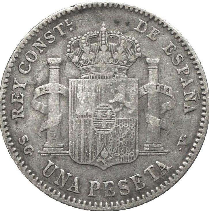 Spanje 1 peseta 1899 (zilver), Postzegels en Munten, Munten | Europa | Niet-Euromunten, Losse munt, Overige landen, Zilver, Ophalen of Verzenden