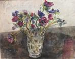 Originele aquarel  ‘Anemonen in glazen vaas’, Ophalen of Verzenden