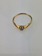Prachtige 14K Gouden Ring met Diamant, Ophalen of Verzenden, Zo goed als nieuw, 17 tot 18, Met edelsteen