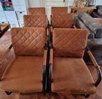 6 eetkamerstoelen met armleuning, Huis en Inrichting, Stoelen, Ophalen, Gebruikt, Bruin, Vijf, Zes of meer stoelen