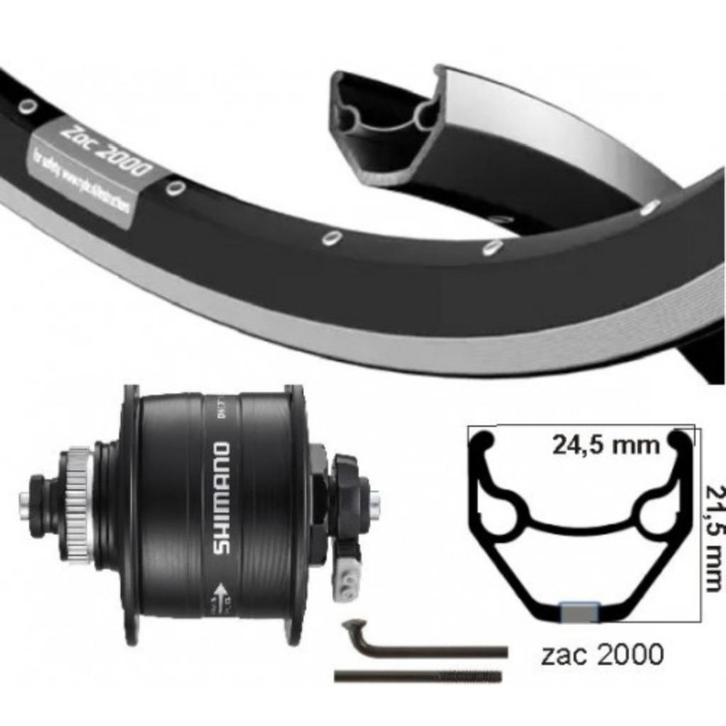 VOORWIEL SHIMANO NAAFDYNAMO V-BRAKE&DISK CENTERLOCK QR, Fietsen en Brommers, Fietsonderdelen, Zo goed als nieuw, Algemeen, Wiel