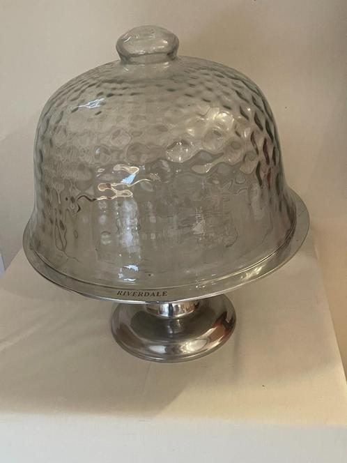 River Dale glazen stolp met zilverkleurige standaard, Huis en Inrichting, Woonaccessoires | Overige, Zo goed als nieuw, Ophalen of Verzenden
