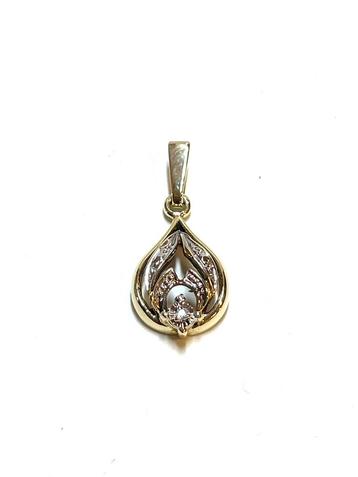 14k geel en witgouden hanger met een diamant beschikbaar voor biedingen