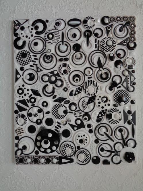 Schilderij Abstract Zwart Wit 50 x60 cm Nr ZW 66, Antiek en Kunst, Kunst | Schilderijen | Abstract, Ophalen