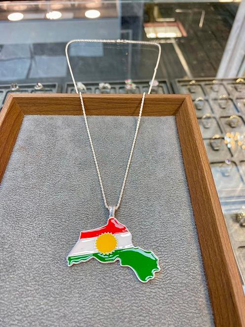 925 Zilveren Koerdistan Hanger & Ketting, Sieraden, Tassen en Uiterlijk, Kettinghangers, Nieuw, Goud, Overige voorstellingen, Ophalen of Verzenden