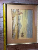 Aquarel Indonesisch Rijstveld Landschap - A. Widjaja, Antiek en Kunst, Ophalen of Verzenden