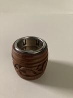 handgestoken waxinelichthouder INDIA teak hout, Ophalen of Verzenden