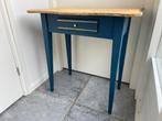 Sidetable/wandtafel/haltafel met laatje. hout,blauw,goud, Huis en Inrichting, Tafels | Sidetables, Ophalen, 100 tot 150 cm, Zo goed als nieuw