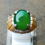 Ring Natuurlijke Groene Chrysopraas-Chalcedoon Steen CAR16, Sieraden, Tassen en Uiterlijk, Ringen, Overige materialen, 20 of groter