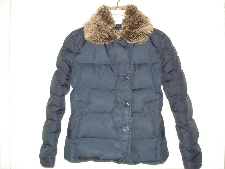 Woolrich jack maat 10 blauw met bontkraag, Kinderen en Baby's, Kinderkleding | Maat 152, Gebruikt, Meisje, Jas, Ophalen