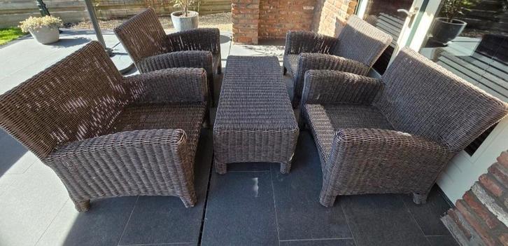 WICKER TUINSET BRUIN SEDIAMO Z.G.A.N., Tuin en Terras, Tuinsets en Loungesets, Zo goed als nieuw, Wicker, 4 zitplaatsen, Ophalen