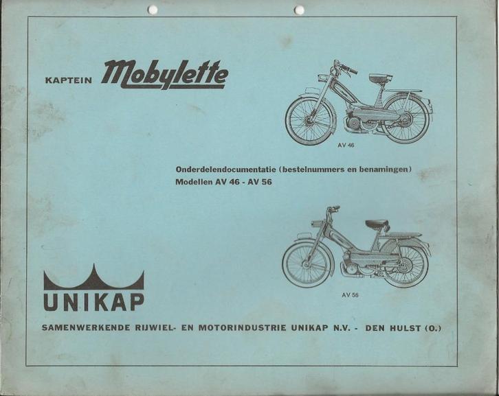 Kaptein Mobylette AV46 AV 56 onderdelenboek (7312z), Fietsen en Brommers, Handleidingen en Instructieboekjes, Gebruikt, Verzenden