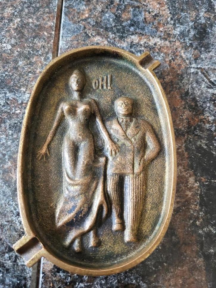 Bronzen Asbak OH! - Vintage Decoratie, Antiek en Kunst, Antiek | Koper en Brons, Brons, Ophalen of Verzenden