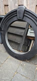 Te koop zware houten 'ossenoog' spiegel, Huis en Inrichting, Woonaccessoires | Spiegels, Ophalen, Gebruikt, Rond, Minder dan 100 cm