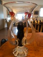 Elegante glazen vaas met rode accenten, Antiek en Kunst, Ophalen of Verzenden