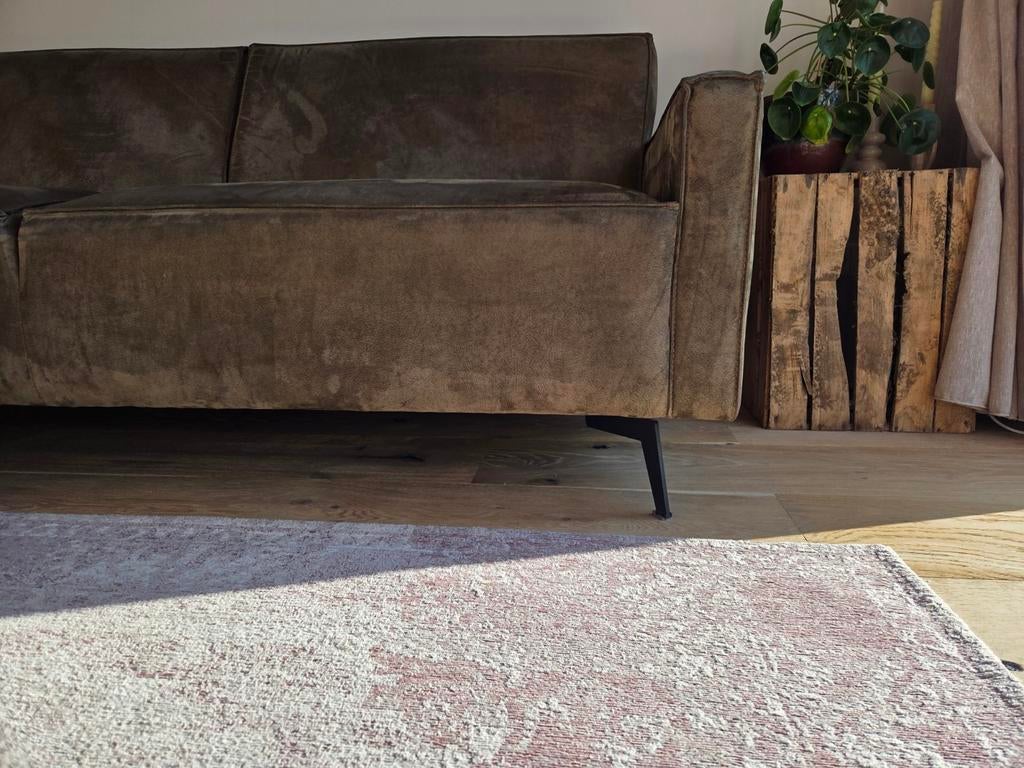 Montel 3-zits bank turtle groen + bijpassende poef, Huis en Inrichting, Banken | Bankstellen, Ophalen, Gebruikt, Driepersoons