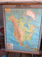 Noord-Amerika Wandkaart - Natuurkundig & Staatkundig, Gelezen, Ophalen of Verzenden, Landkaart, 1800 tot 2000