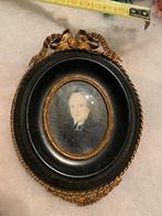 Antiek Miniatuur Portret in Strik Lijst, Antiek en Kunst, Ophalen of Verzenden