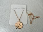 Stainless steel goudkleur ketting 45 cm. + KLAVER 4 hanger, Verzenden, Nieuw, Goud, Overige materialen