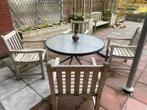 4 Hardhouten Tuinstoelen - Terras, Tuin en Terras, Tuinsets en Loungesets, Ophalen, 4 zitplaatsen, Gebruikt, Hardhout